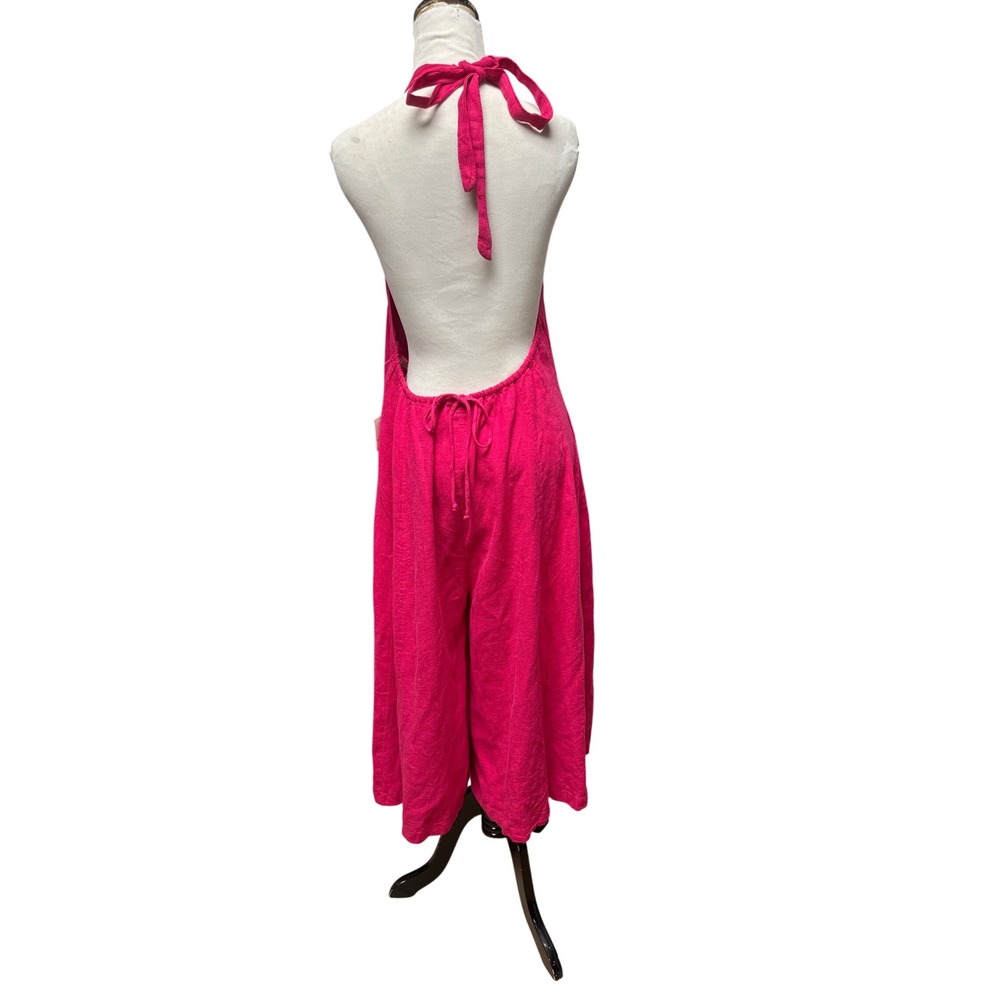 Free People Backless Halter Wide Leg Jumpsuit Boho Resort NWT S - Picture 4 of 10